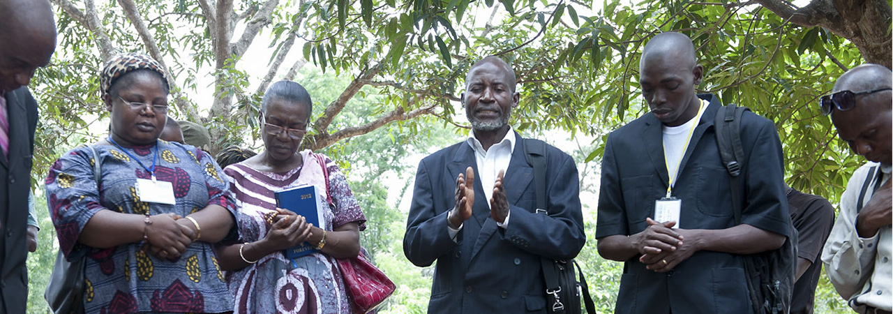 Leaders in the Central African Republic pray. Photo by Caitanne Tijerina