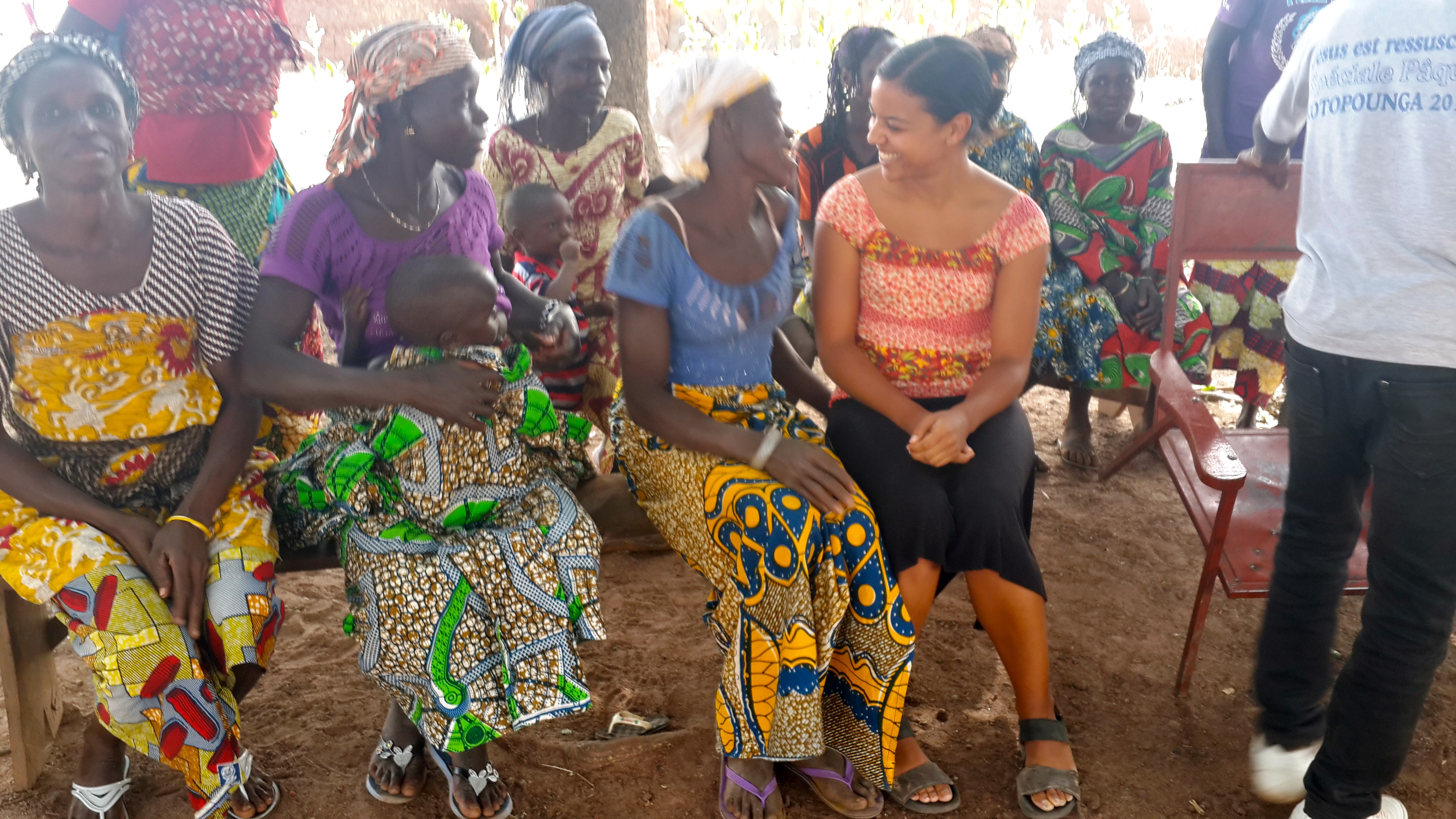 Angie Tyler with the participants of a project that offers health insurance to SILC participants in Northern Benin.