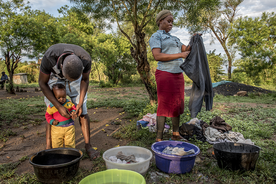 family washing in Kenya