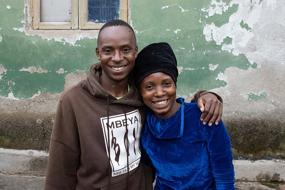 sister and brother facing camera in Tanzania 