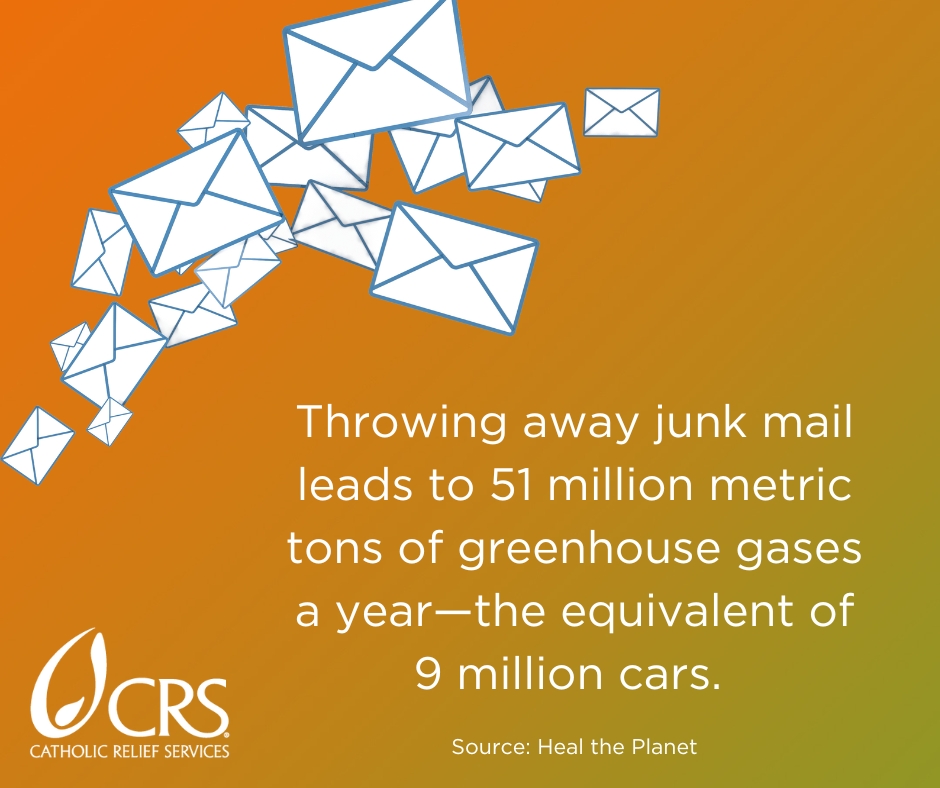Throwing away junk mail leads to 51 million metric tons of greenhouse gases a year—the equivalent of 9 million cars | graphic image by CRS