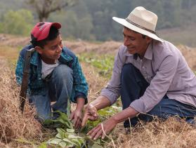 Nery García and his son work together on the farm 