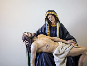 A statue of the Virgin Mary holding the body of Jesus on her lap 